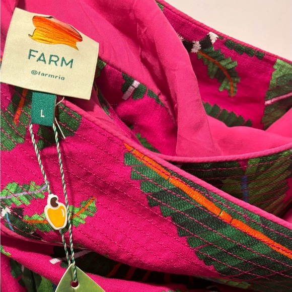 NEW With Tags- FARM Rio- Leaves Pink Mini Dress- sz L - Picture 6 of 8